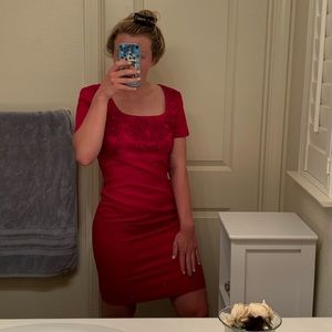 Liz Claiborne red beaded dress